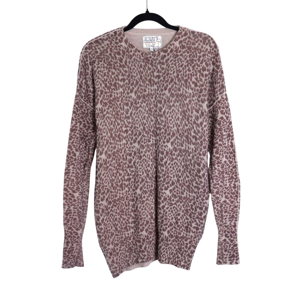 FREE PEOPLE X SANDRINE ROSE Wool Cashmere Sweater Leopard Oversized Women's XS